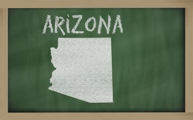 Outline map of arizona on blackboard clipart