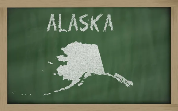 グランド tetons パノラマ阿拉斯加的黑板上的大纲地图 — 图库照片