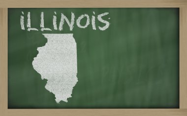 Outline map of illinois on blackboard clipart