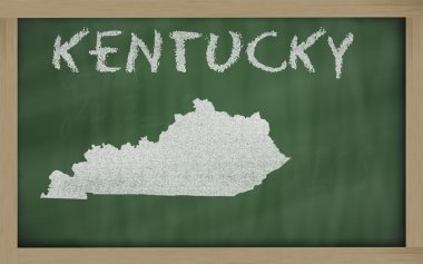 Outline map of kentucky on blackboard clipart