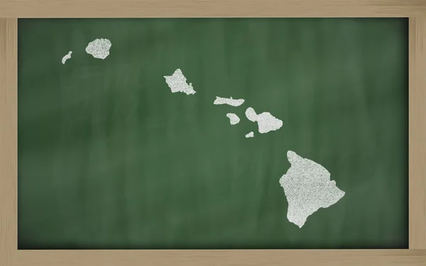 Outline map of hawai on blackboard — Stock Photo, Image