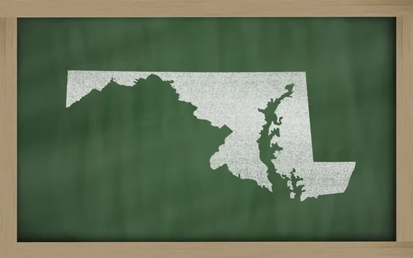 Mapa do contorno de Maryland em quadro-negro — Fotografia de Stock
