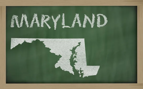 Mapa do contorno de Maryland em quadro-negro — Fotografia de Stock