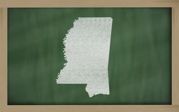 黑板上的密西西比州大纲地图 — 图库照片