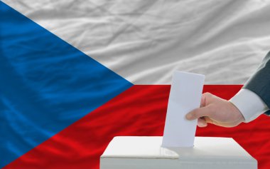 Man voting on elections in czech clipart