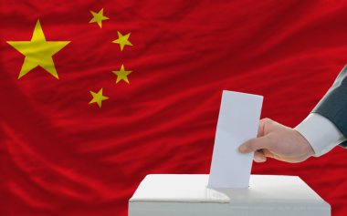 Man voting on elections in china clipart