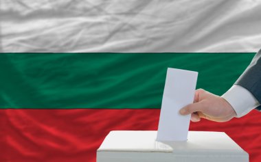 Man voting on elections in bulgaria clipart