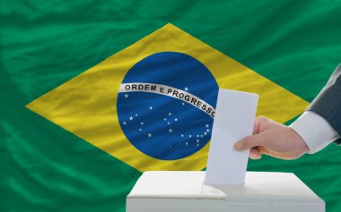 Man voting on elections in brazil clipart