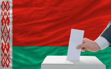 Man voting on elections in belarus clipart