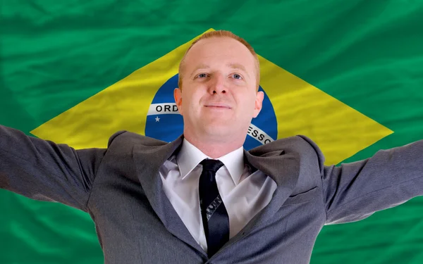 Happy businessman because of profitable investment in brazil sta — Stock Photo, Image