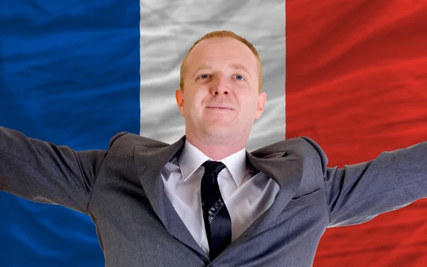 Happy businessman because of profitable investment in france sta — Stock Photo, Image
