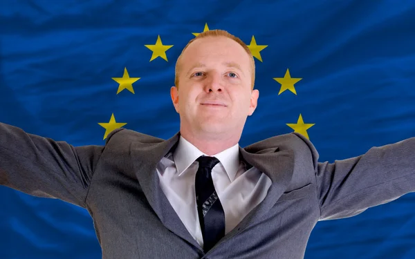 Happy businessman because of profitable investment in europe sta — Stock Photo, Image