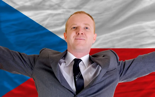 Boldog üzletember miatt jövedelmező befektetés Cseh stan — Stock Fotó