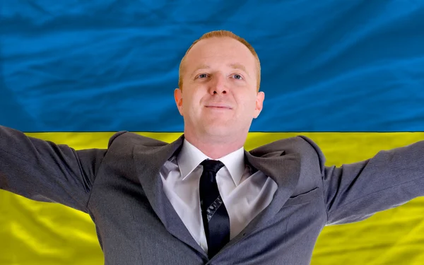 Happy businessman because of profitable investment in ukraine st — Stock Photo, Image