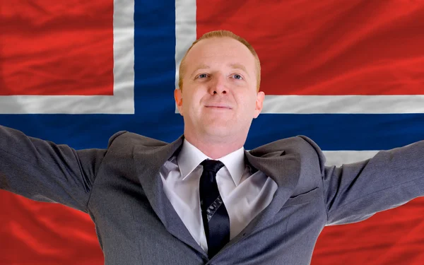 Happy businessman because of profitable investment in norway sta — Stock Photo, Image