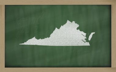 Outline map of virginia on blackboard clipart