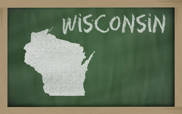 Umrisskarte von Wisconsin auf Tafel — Stockfoto