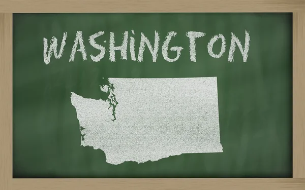Outline map of washington on blackboard — Stock Photo, Image