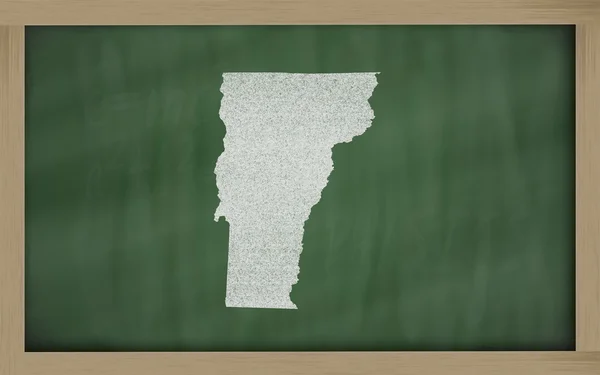 stock image Outline map of vermont on blackboard