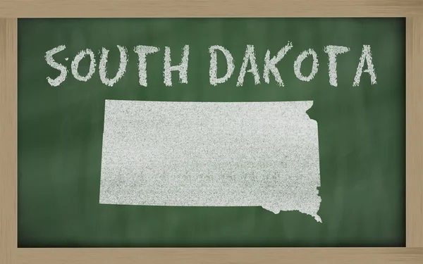 Mapa do contorno de dakota do sul no quadro negro — Fotografia de Stock