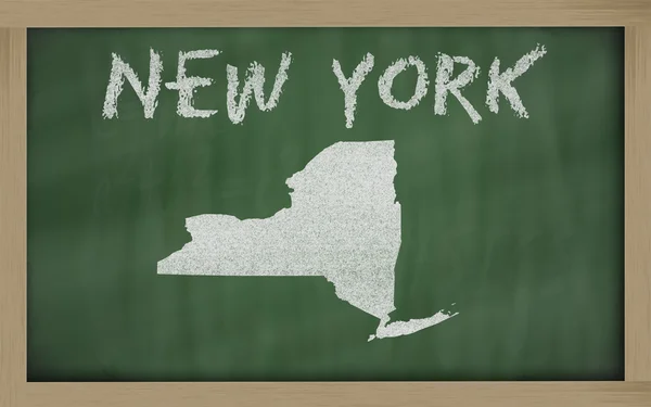 Outline map of new york on blackboard — Stock Photo, Image