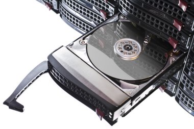 Open hard disk in hot swap frame clipart