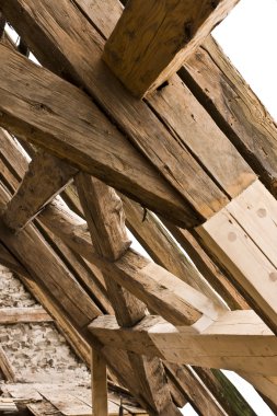 Wooden framework on ancient roof clipart