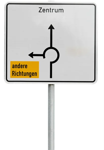 White direction sign (clipping path included) — Stock Photo, Image