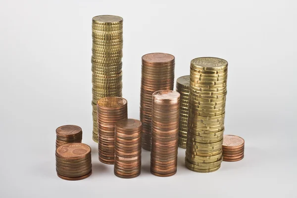Stacks of euro coins — Stock Photo, Image