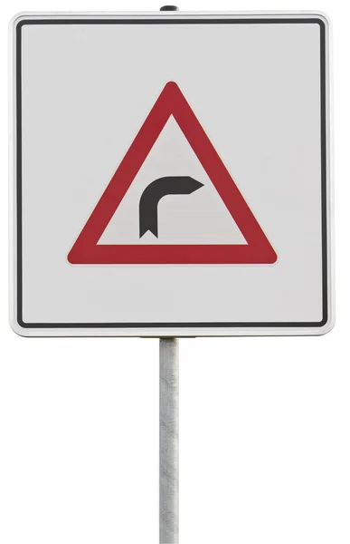 Немецкий дорожный знак: правый поворот (с вырезкой пути ) — стоковое фото