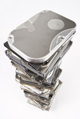 Stack of hard drives with copy space on top clipart