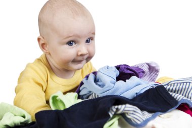 Young child with washing clipart