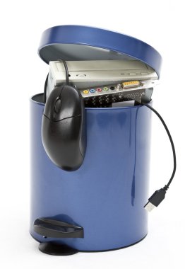 Trashcan with electronic waste