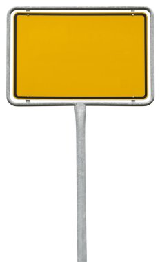 Yellow blank sign (clipping path) isolated on white clipart