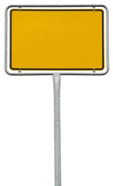 Желтый пустой знак (вырезка пути) изолирован на белом — стоковое фото