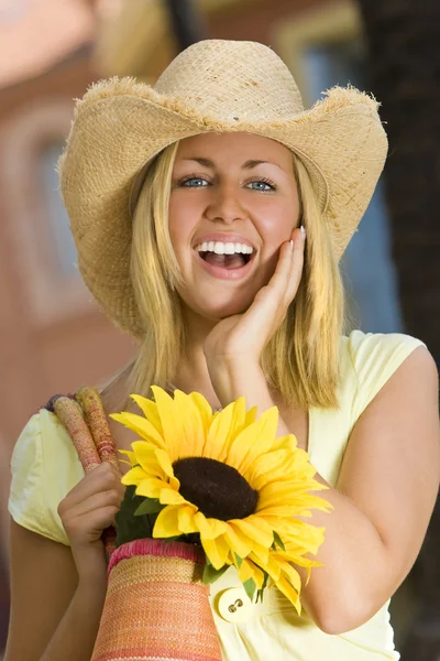 Олія соняшникова & посмішок — стокове фото