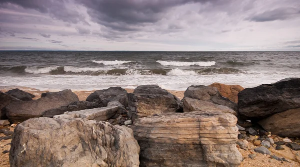 stock image Cloudy morning at the beach