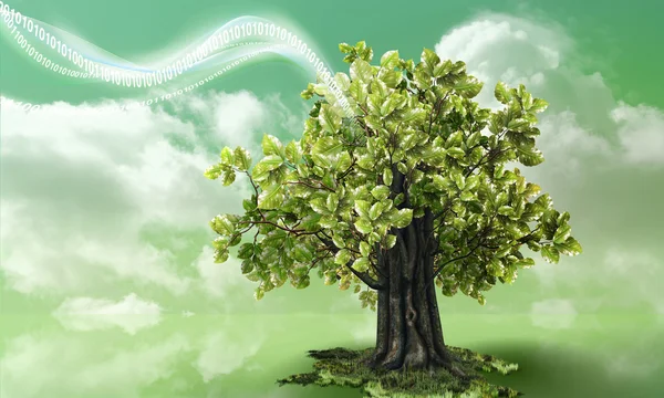 Green technology waving into nature — Stock Photo, Image