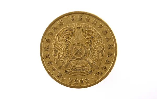 Kazakhstan tenge mynt av 10, isolerad på en vit bakgrund — Stockfoto