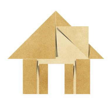 ev geri dönüşüm origami papercraft beyaz zemin üzerine