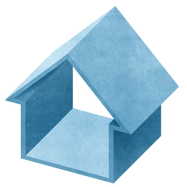 Haus 3D-Recycling-Papier auf weißem Hintergrund — Stockfoto