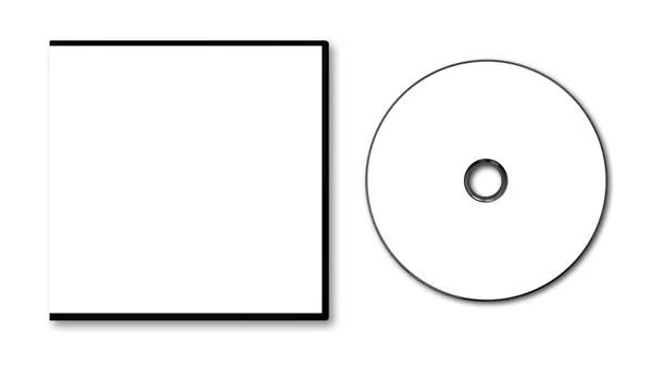 Custodia DVD bianca vuota e disco su sfondo bianco — Foto Stock