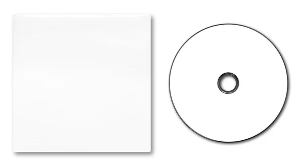 空白の白の dvd ケースと白い背景の上のディスク — ストック写真