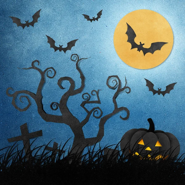 Halloween night recycled papercraft background — Stock Photo, Image