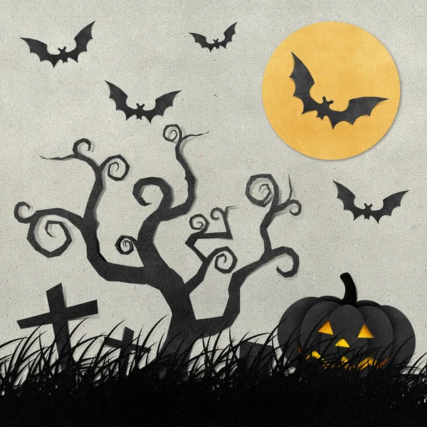 Halloween night recycled papercraft background — Stock Photo, Image