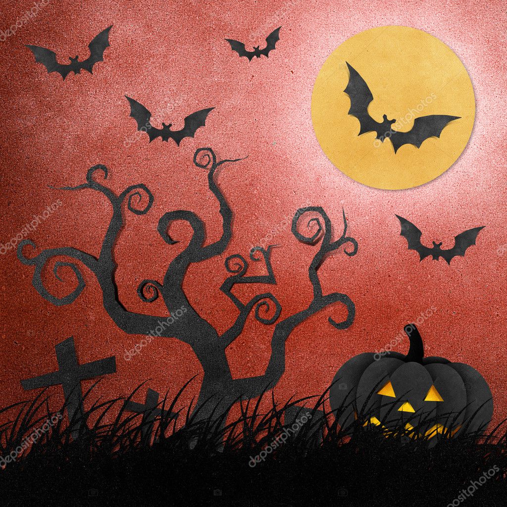 Halloween night recycled papercraft background Stock Photo by ©kanate ...