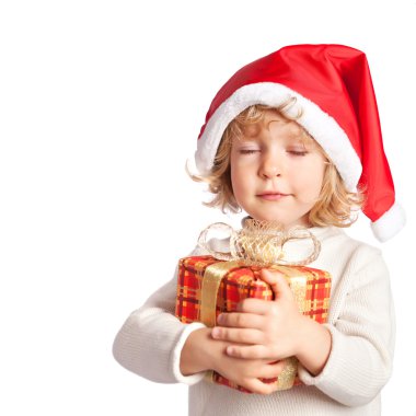 Baby holding Christmas gift clipart