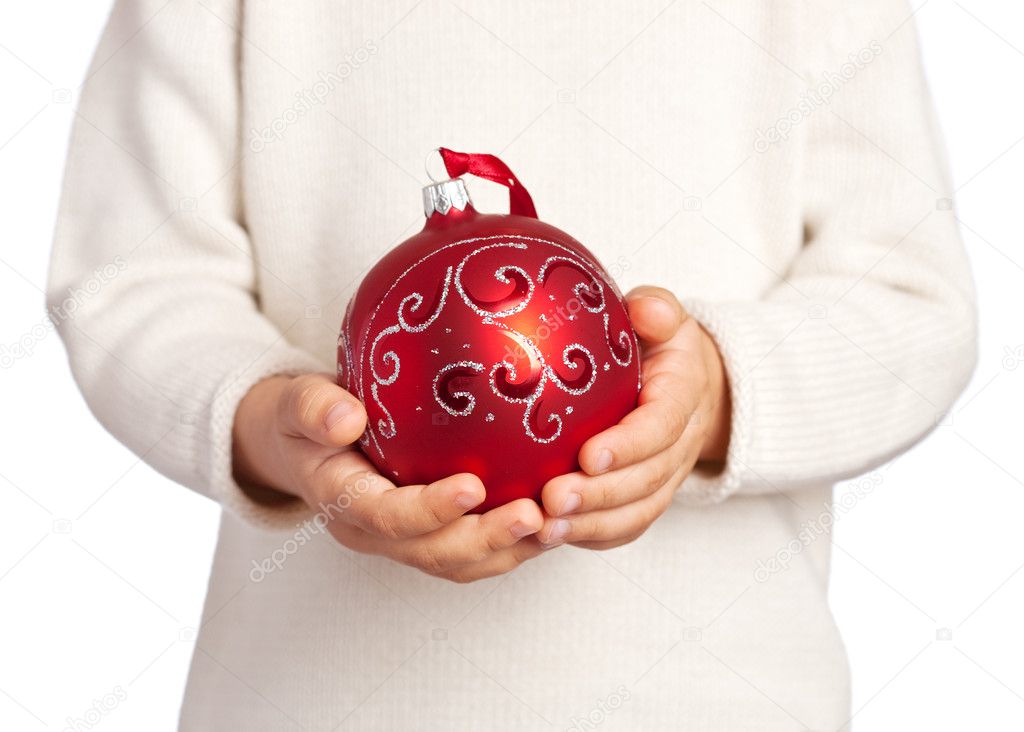 Childrens hands holding Christmas ball — Stock Photo © Yaruta #6892323