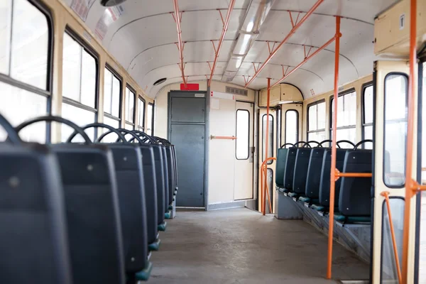 Prázdné tramvaje interiér — Stock fotografie