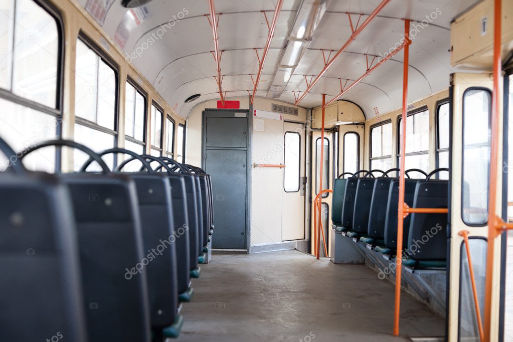 Empty tram interior